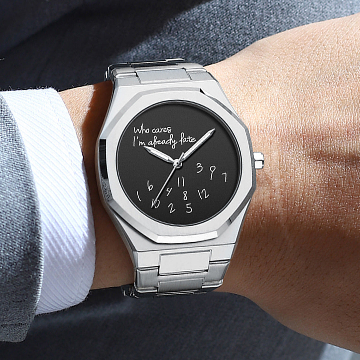 New Trend Luminous dial Simple Trend Octagonal Steel Watch for Men 