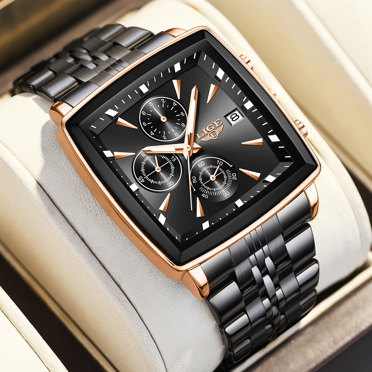 Lige LG89208 Quartz Chronograph Stainless Steel watch for Men