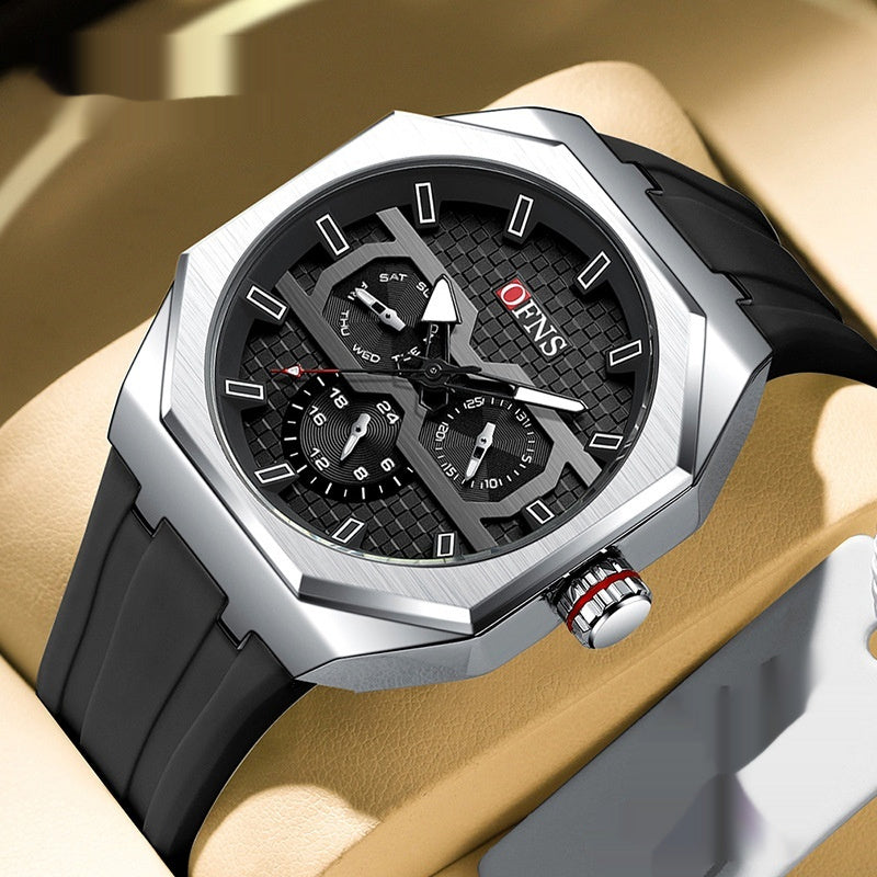 OFNS Three Eyes And Six Needles Fashion Waterproof Quartz Watch For Men 8023 - TempoqWatch
