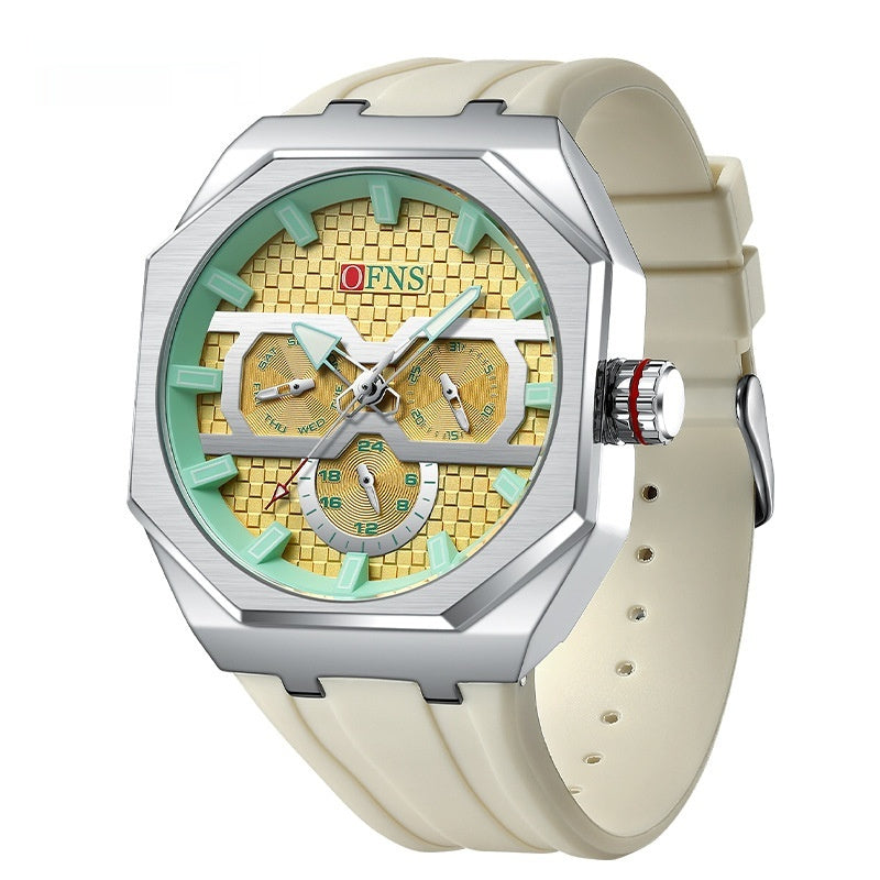 OFNS Three Eyes And Six Needles Fashion Waterproof Quartz Watch For Men 8023 - TempoqWatch
