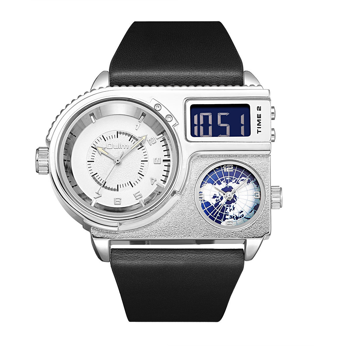 Oulm Large Dial Quartz Leather Sports Casual Men's Watch 5026 