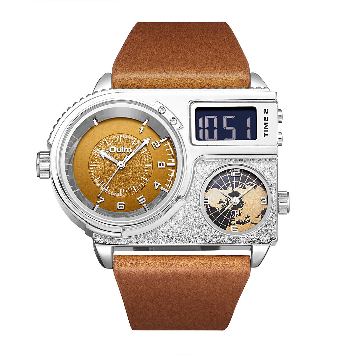 Oulm Large Dial Quartz Leather Sports Casual Men's Watch 5026 