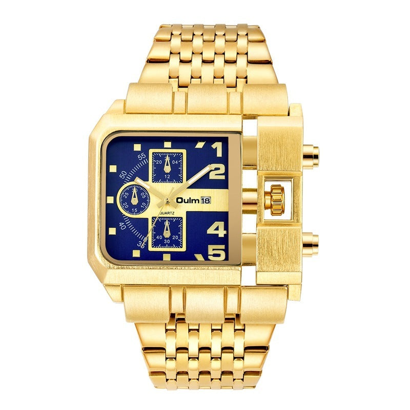 Oulm Large Dial Quartz Watch Stainless Steel calendar watch for men HP3364P - TempoqWatch