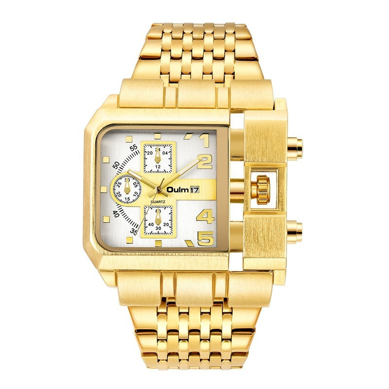 Oulm Large Dial Quartz Watch Stainless Steel calendar watch for men HP3364P - TempoqWatch