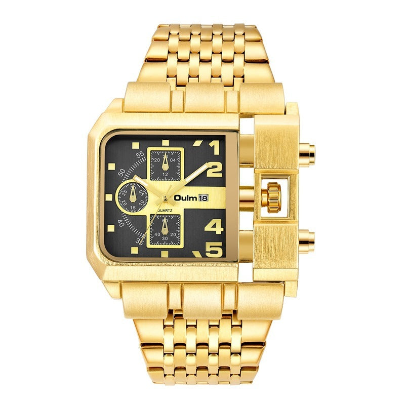 Oulm Large Dial Quartz Watch Stainless Steel calendar watch for men HP3364P - TempoqWatch