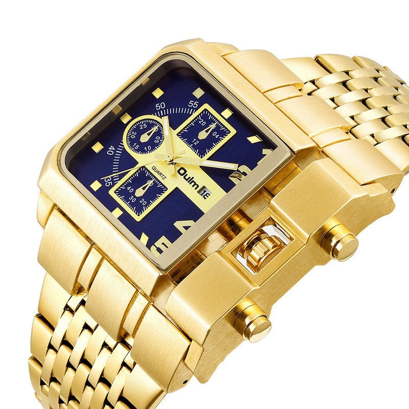 Oulm Large Dial Quartz Watch Stainless Steel calendar watch for men HP3364P - TempoqWatch
