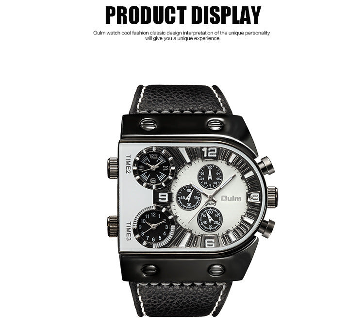 Oulm U Shape Quartz Multifunction Watch For Men 9315 