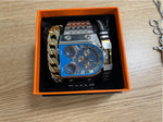 Oulm Ushaped Steel Big Dial Multifunctional watch for men 9315 