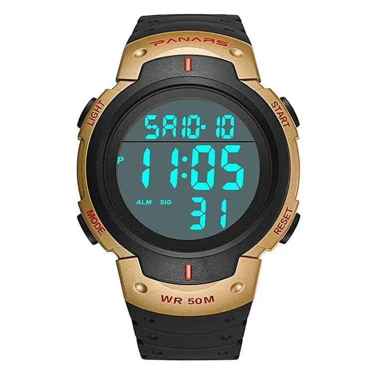 Panars 8208 Gold Digital Waterproof Heavy Duty Wrist watch For Men Panars