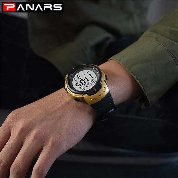 Panars 8208 Gold Digital Waterproof Heavy Duty Wrist watch For Men Panars