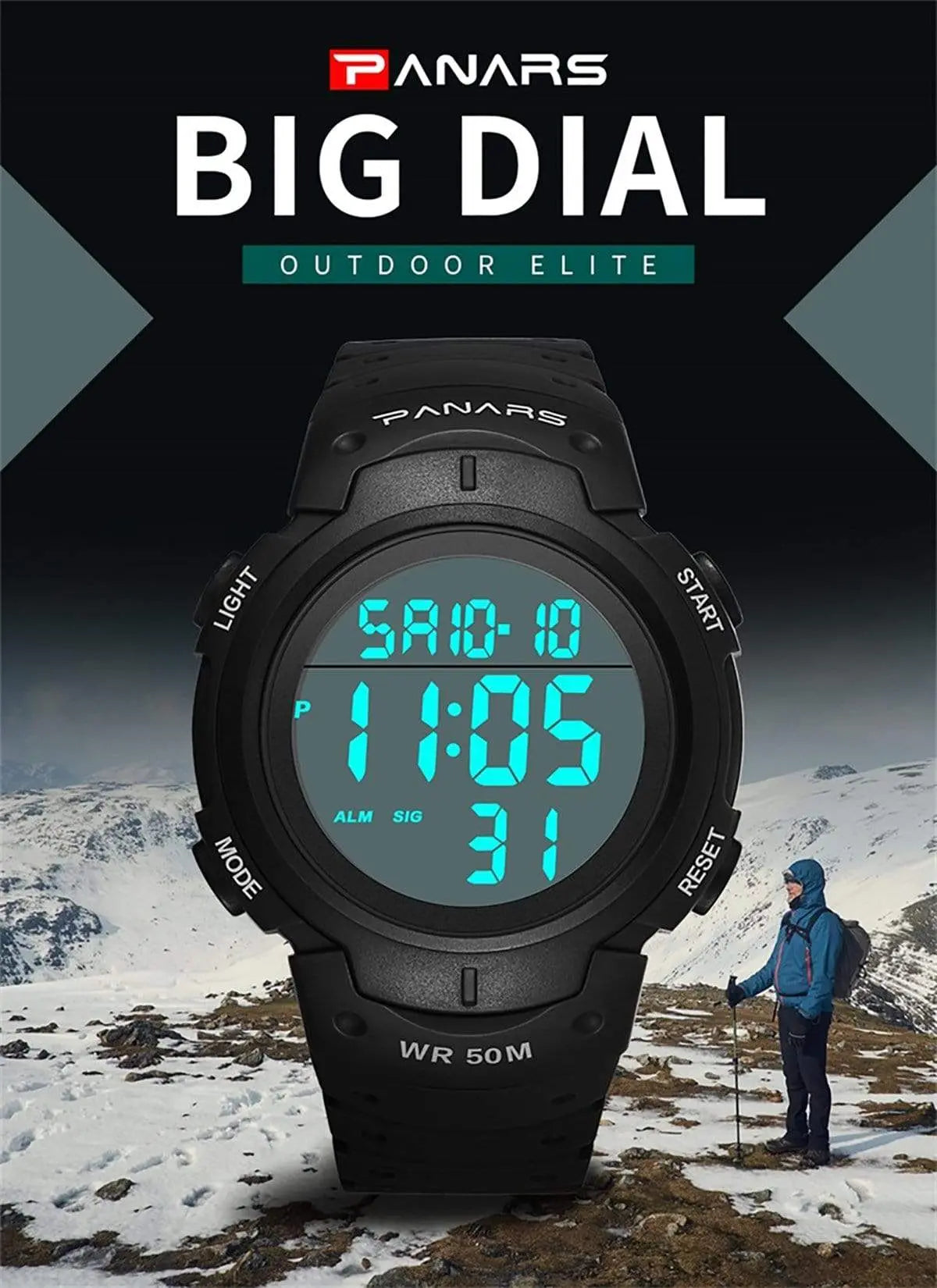 Panars 8208 Gold Digital Waterproof Heavy Duty Wrist watch For Men Panars