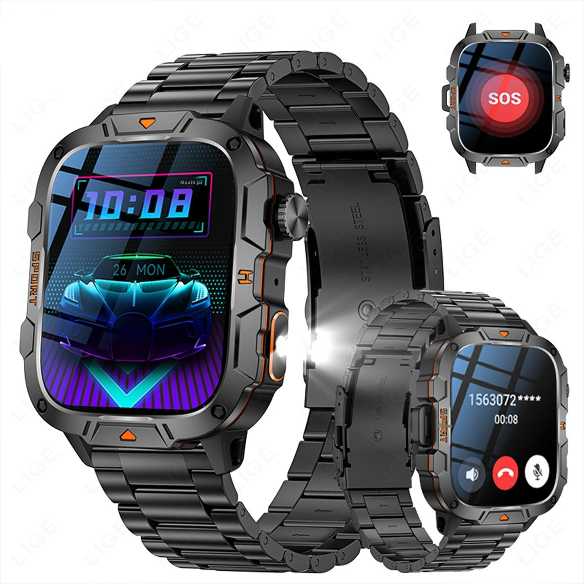 QX12 Square Large Screen Multi-function Sports Running Heart Rate Smart Watch 
