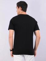 REDpockets Round Neck Black Cotton Graphic Print T-Shirt For Men REDpockets