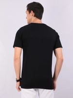 REDpockets Round Neck Black Cotton Graphic Print T-Shirt For Men REDpockets