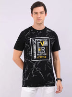 REDpockets Round Neck Black Cotton Graphic Print T-Shirt For Men REDpockets
