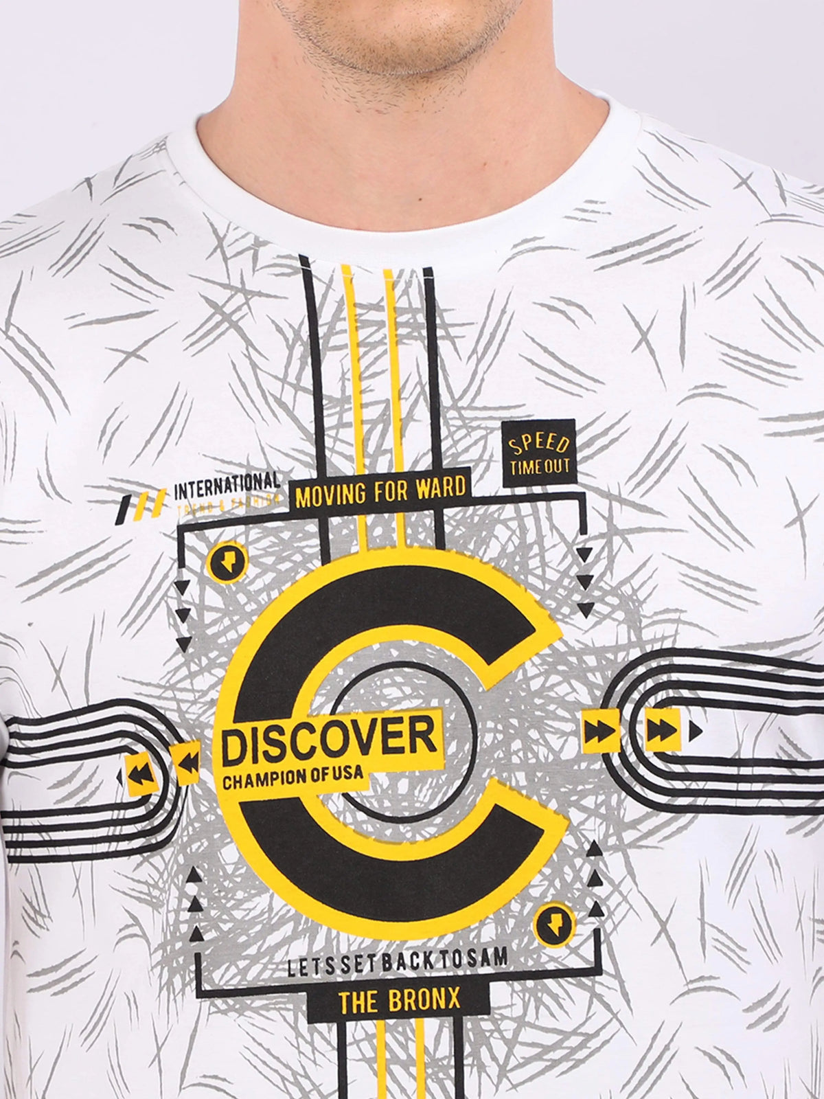 REDpockets Round Neck White Cotton Printed TShirt For Men R006 REDpockets