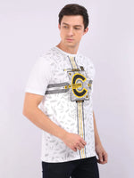 REDpockets Round Neck White Cotton Printed TShirt For Men R006 REDpockets