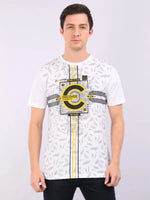 REDpockets Round Neck White Cotton Printed TShirt For Men R006 REDpockets