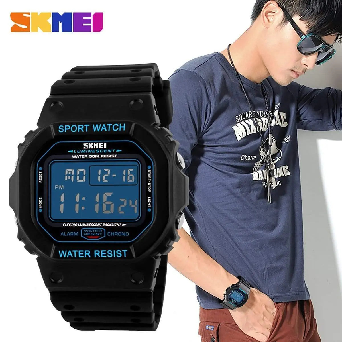 Skmei 1134 Original square dial Digital waterproof watch for Men Skmei
