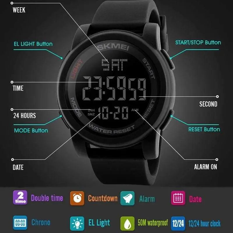 Skmei 1257 Original Digital Round waterproof watch for Men Skmei