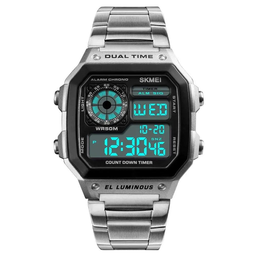 Skmei 1335 Original stainless steel square dial sport Digital watch wrist watch for Men Skmei