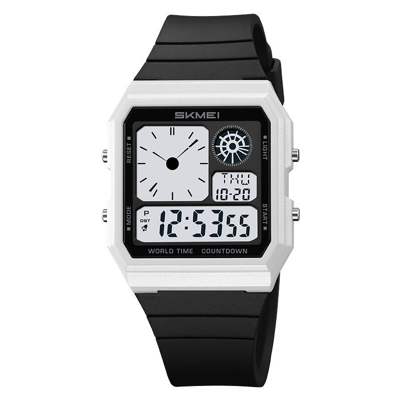 Black and white digital watch