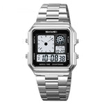 Skmei 2451 Square Steel-band Waterproof Alarm Clock Digital watch for Men Skmei