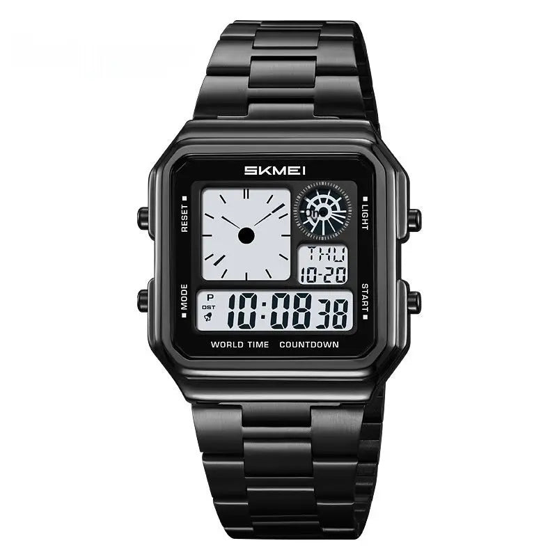 Skmei 2451 Square Steel-band Waterproof Alarm Clock Digital watch for Men Skmei