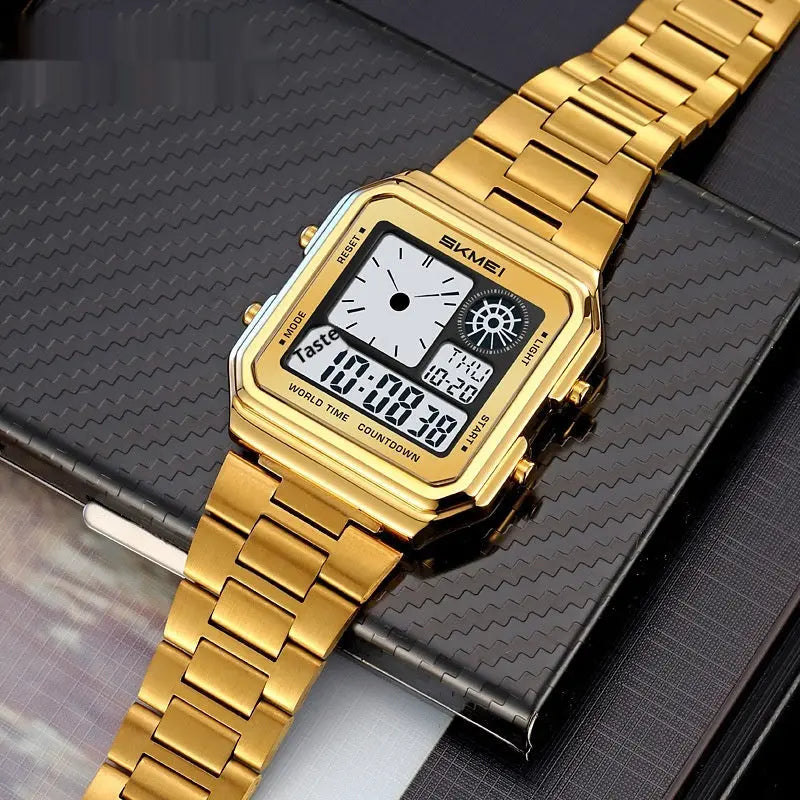 Skmei 2451 Square Steel-band Waterproof Alarm Clock Digital watch for Men Skmei