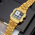 Skmei 2451 Square Steel-band Waterproof Alarm Clock Digital watch for Men Skmei