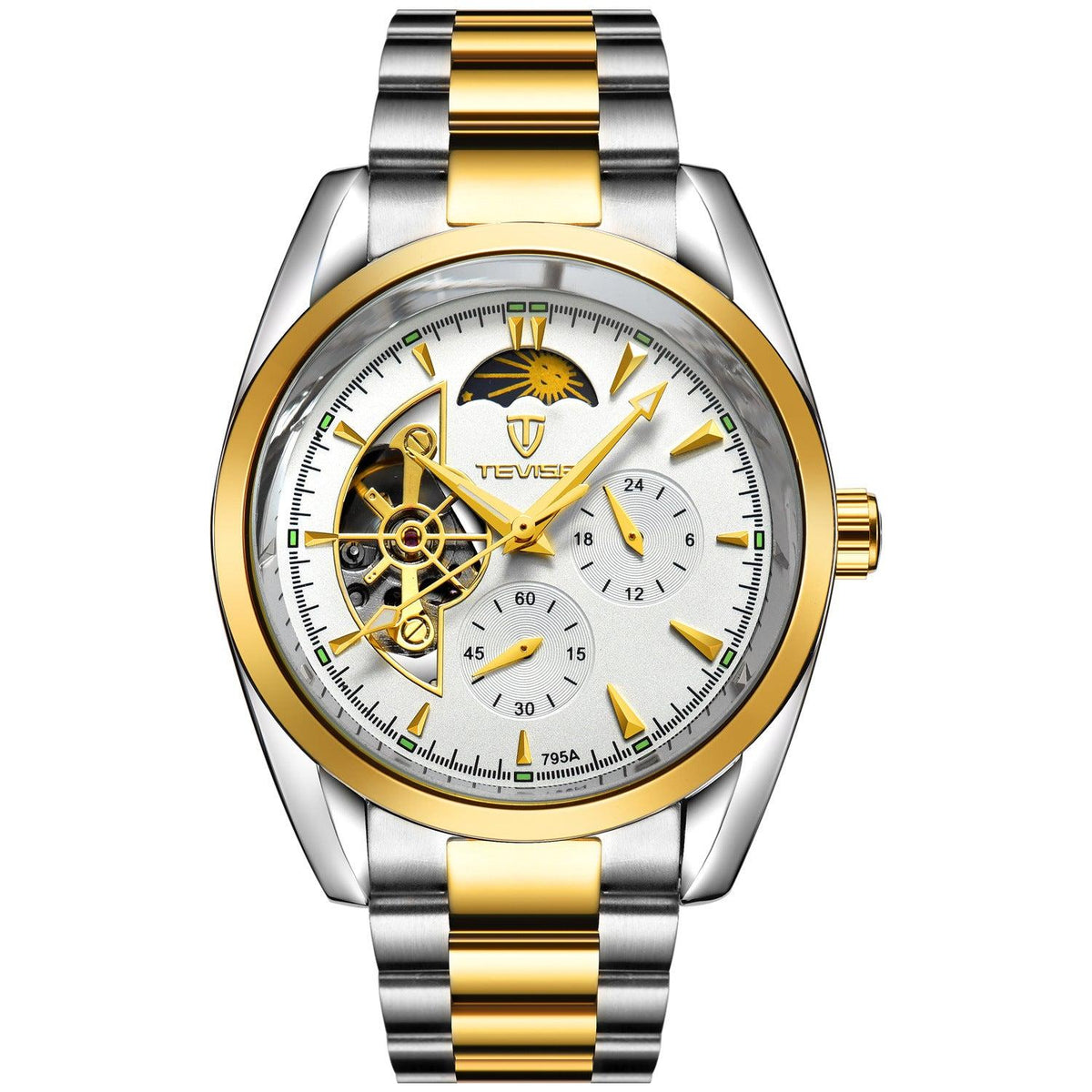 TEVISE Moon Phase Chronograph Automatic Mechanical Wrist Watch For Men 795A - Skmeico