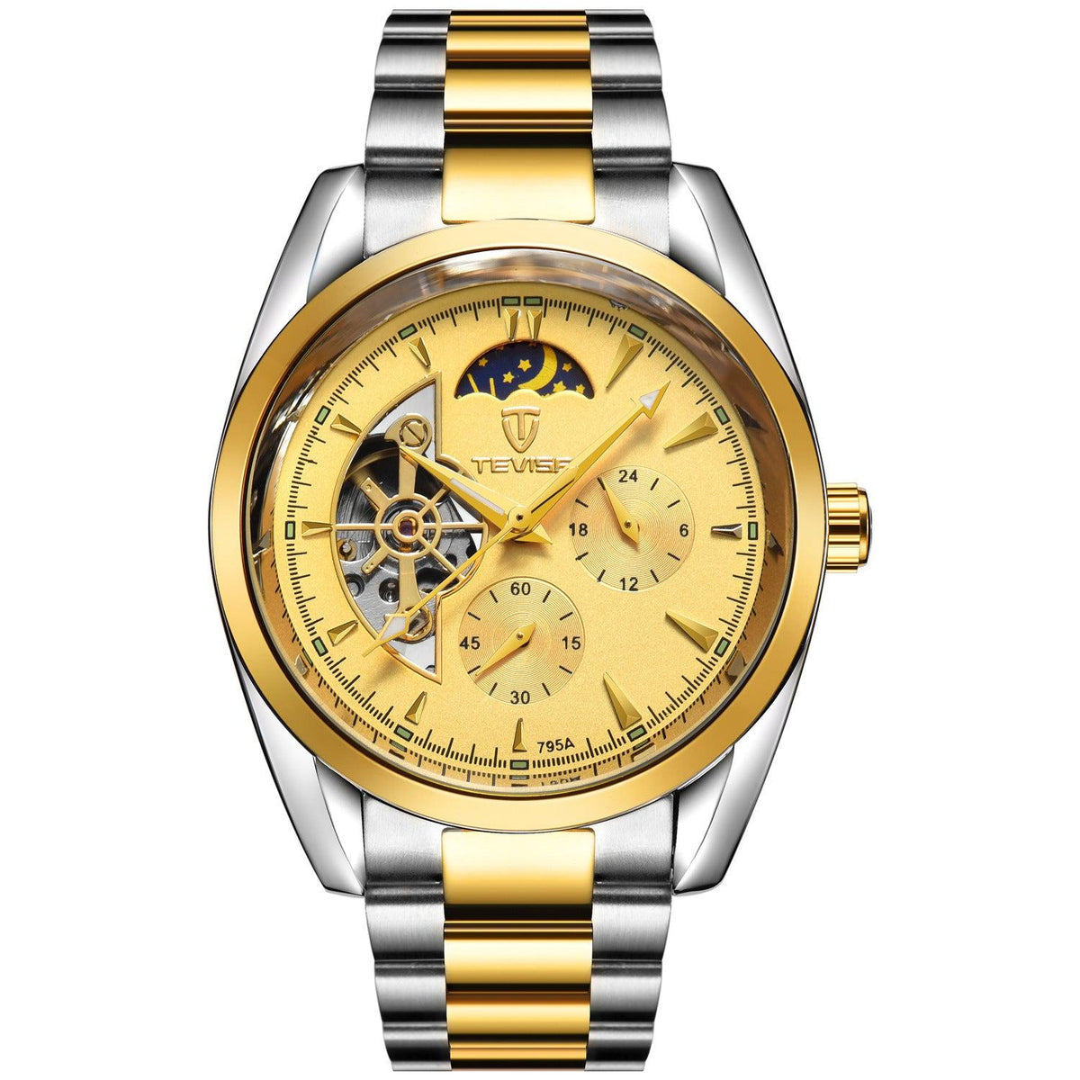 TEVISE Moon Phase Chronograph Automatic Mechanical Wrist Watch For Men 795A - Skmeico