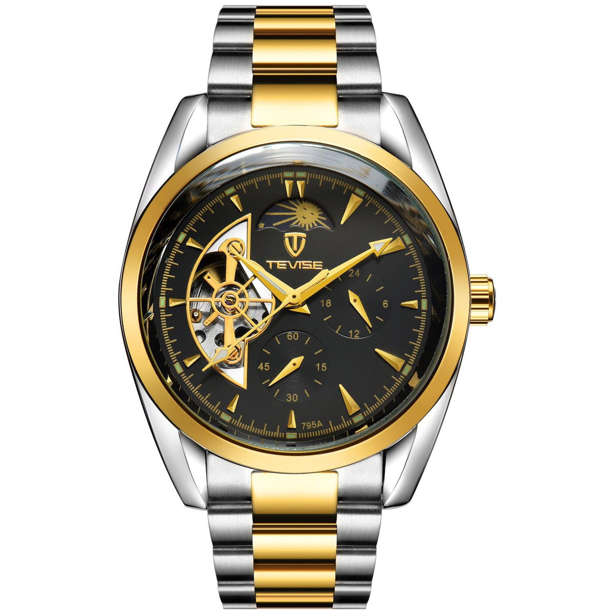 TEVISE Moon Phase Chronograph Automatic Mechanical Wrist Watch For Men 795A - Skmeico