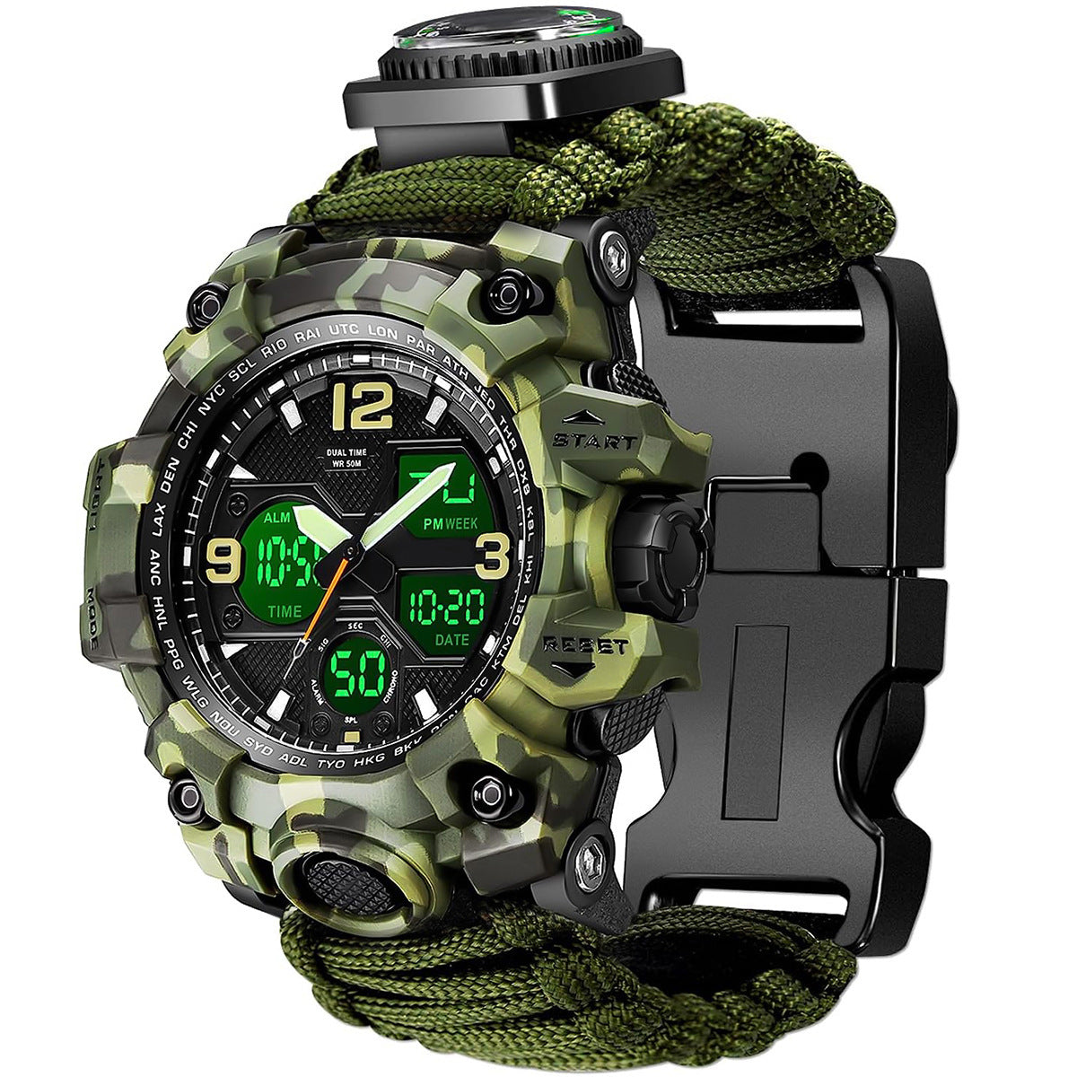 Waterproof Dual Display Electronic Tactical 23 in 1 Bikers Riders Sports Watch For men 