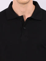 Xura Solid Men Polo Neck Black Regular Fit T-Shirt Plain Xura