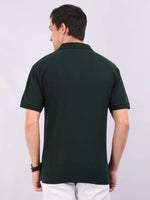 Xura Solid Men Polo Neck Dark Green Regular Fit T-Shirt Plain Xura