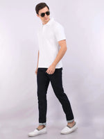 Xura Solid Men Polo Neck White Regular Fit T-Shirt Plain Xura