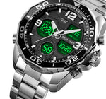 Skmei 1649 Stainless Steel Analog Digital Rotatable bezel Watch For Men