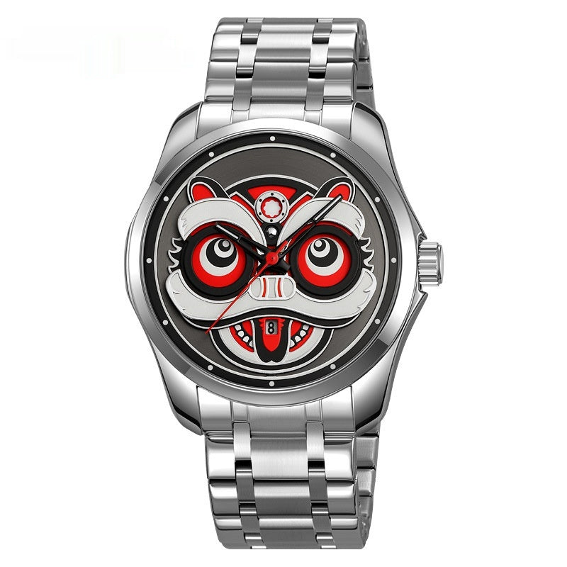 Skmei 9386 Creative Lion Head Luminous Quartz Watch For Men