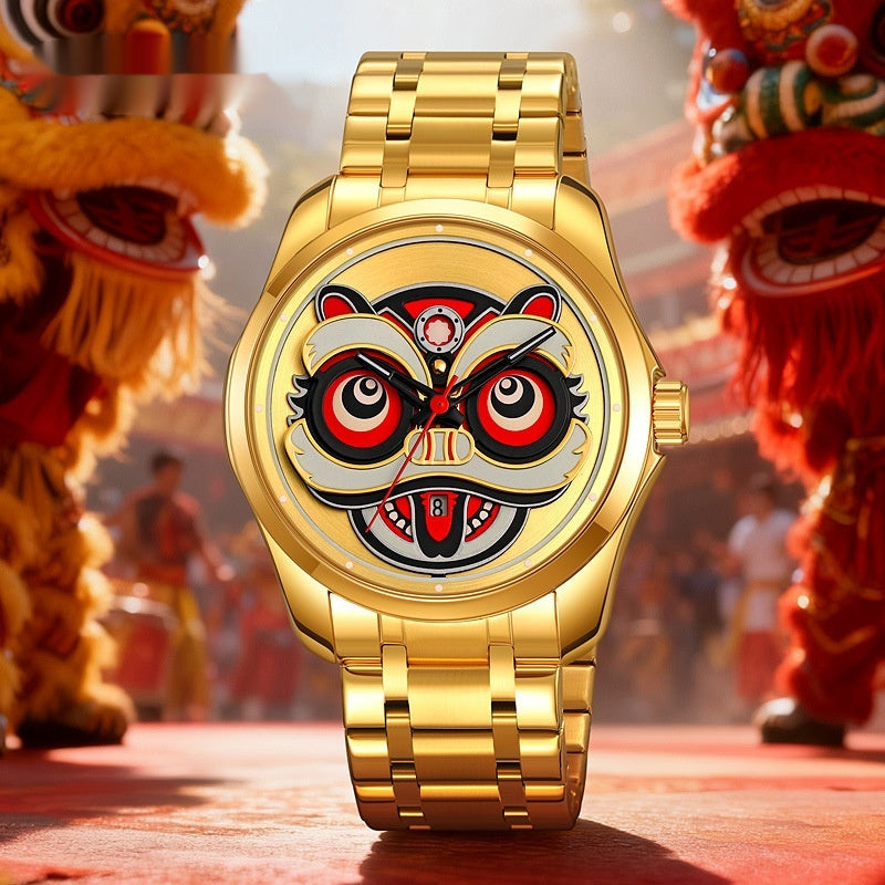 Skmei 9386 Creative Lion Head Luminous Quartz Watch For Men