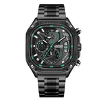 Megir 2217G Square Steel Strap Luminous Quartz watch for men Megir