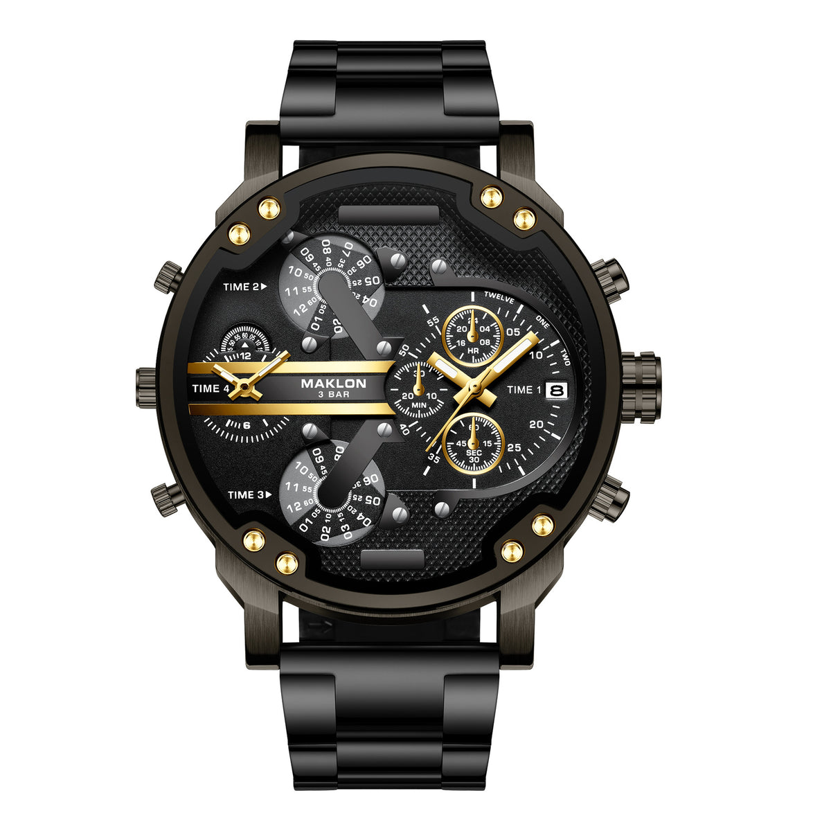 Maklon Large Dial 2 Time Quartz watch for Men