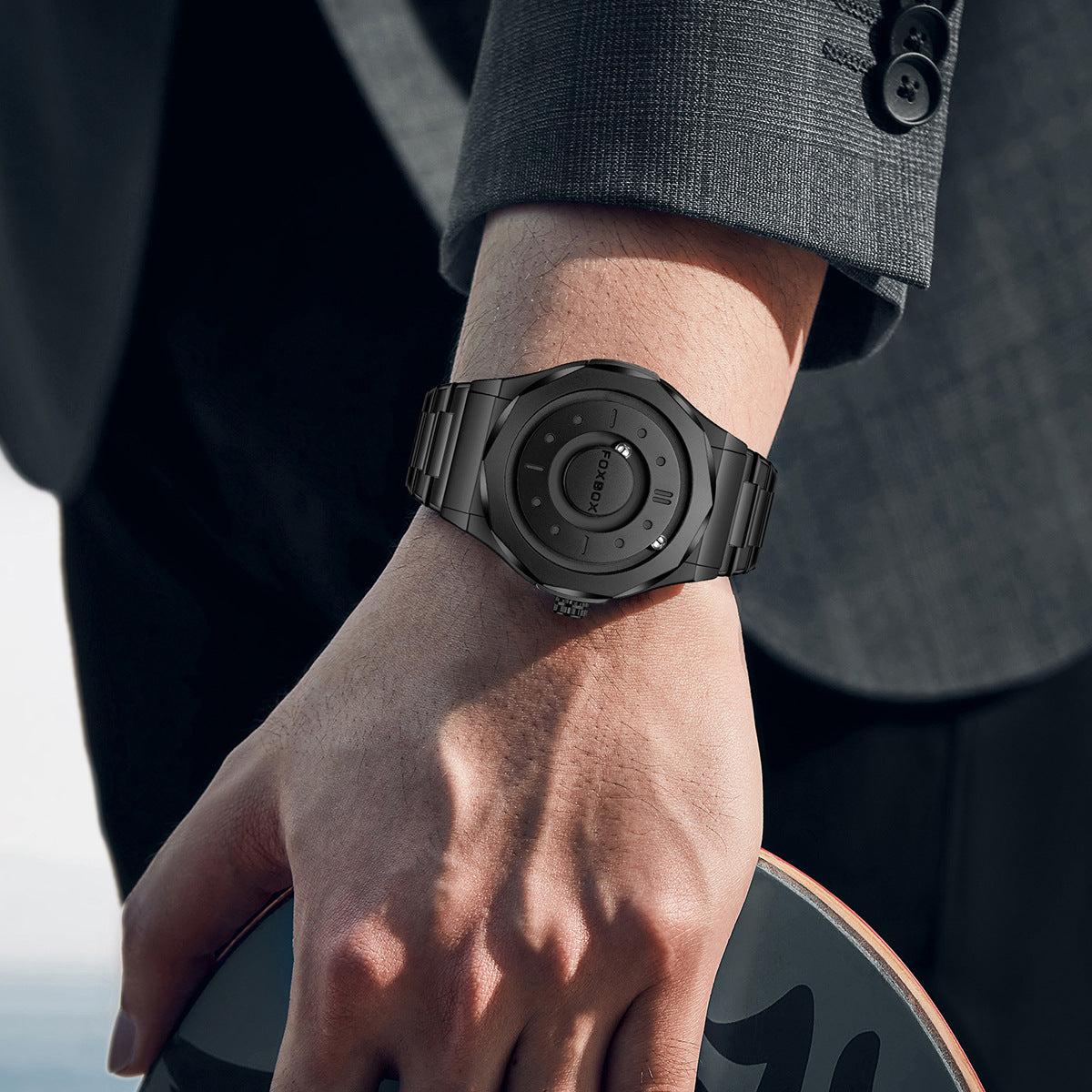Foxbox Creative Personality Magnetic Suspension Ball Quartz Watch for Men