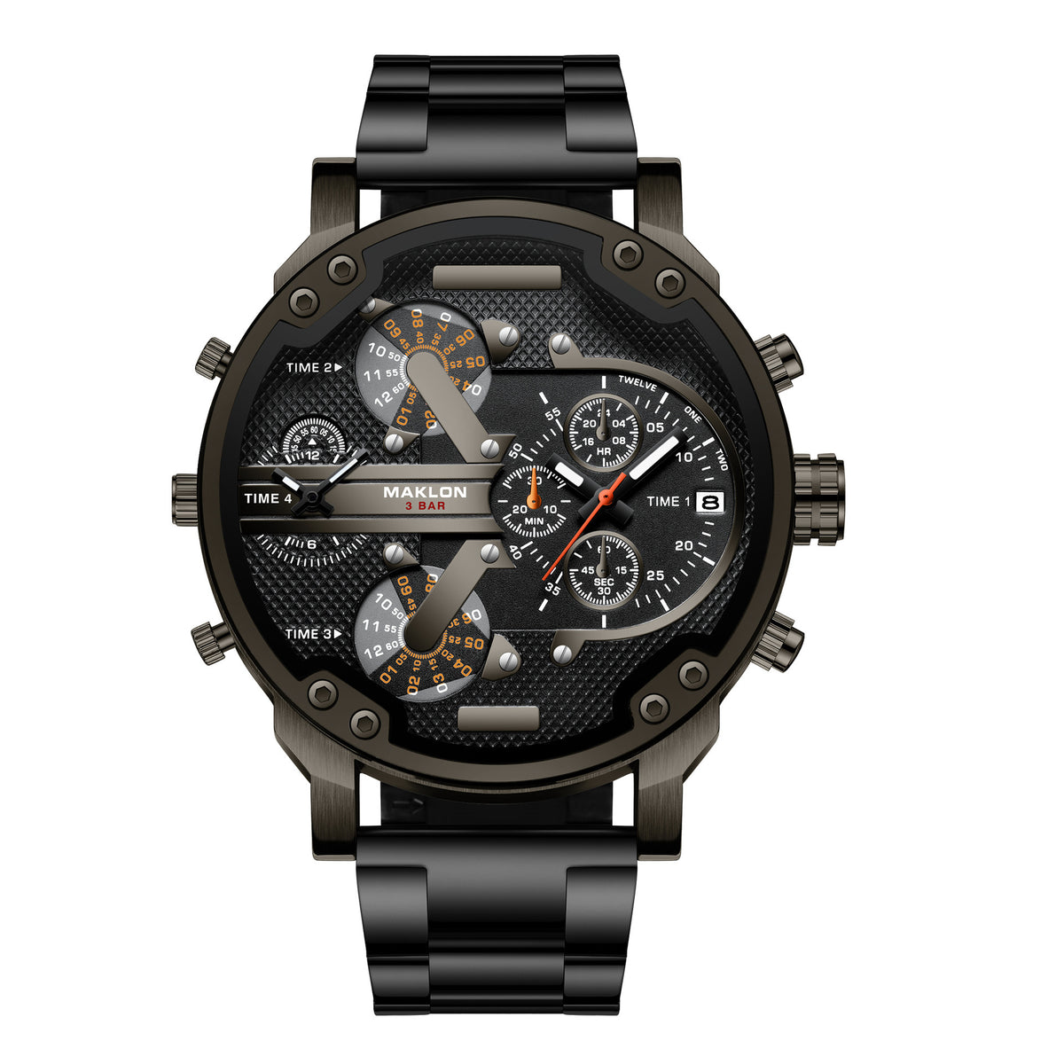 Maklon Large Dial 2 Time Quartz watch for Men