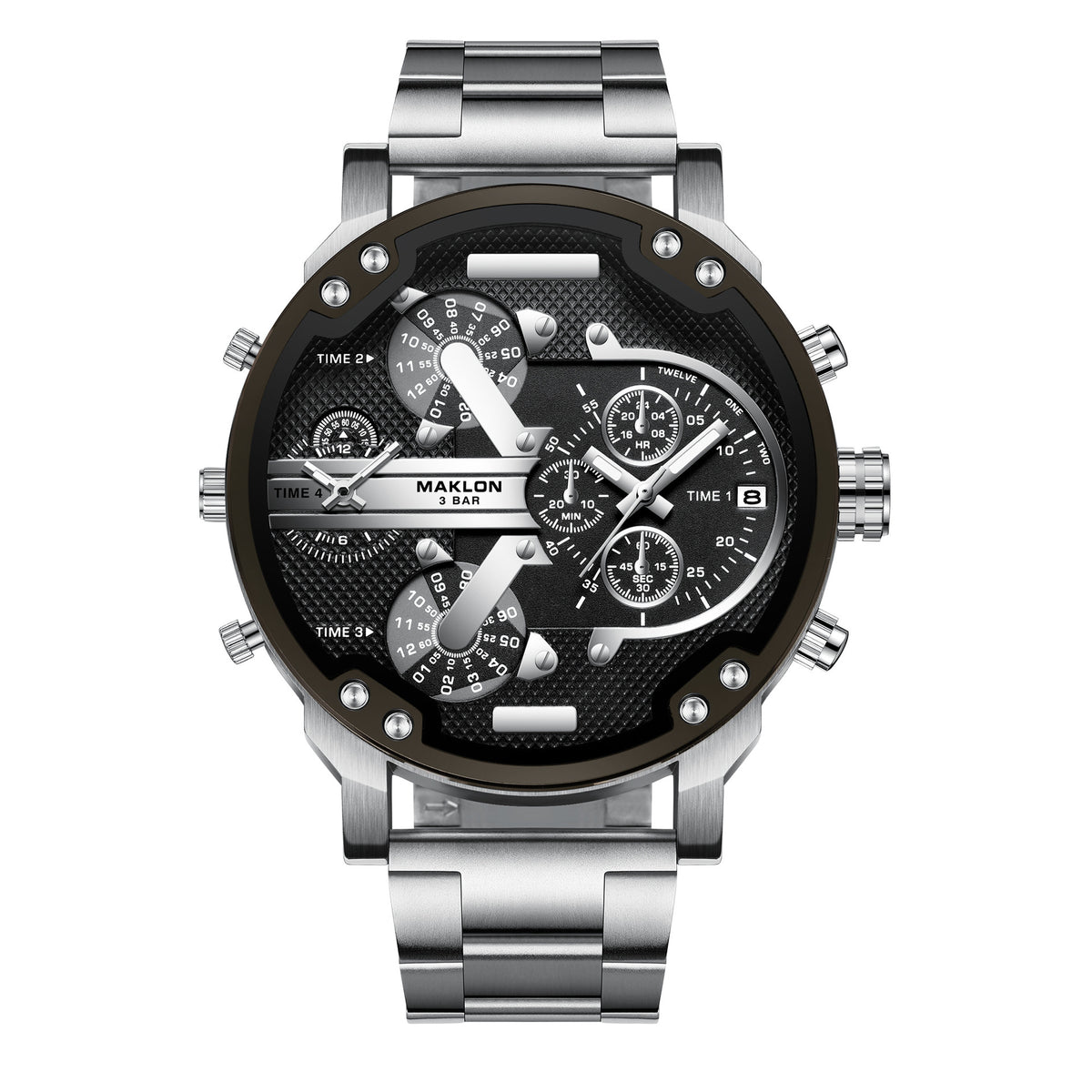 Maklon Large Dial 2 Time Quartz watch for Men