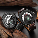 Oulm creative punk belt watch quartz compass watch 3880 For Men