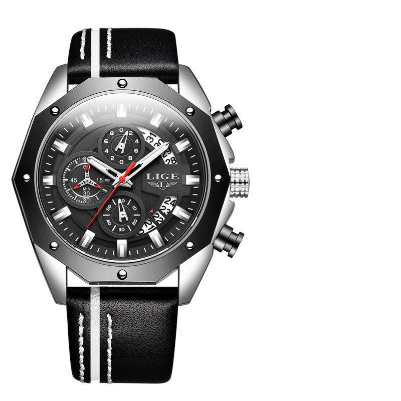 Lige 8908 Fashion Sport Watch Quartz Date Waterproof Chronograph Wristwatch for Men