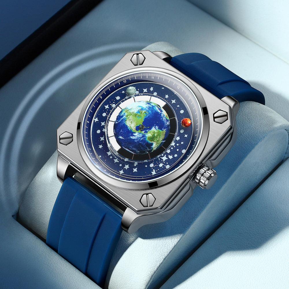 Binbond Square Dial Moon Earth Star Sky Blue Planet Quartz Watch For Men 700 - Skmeico