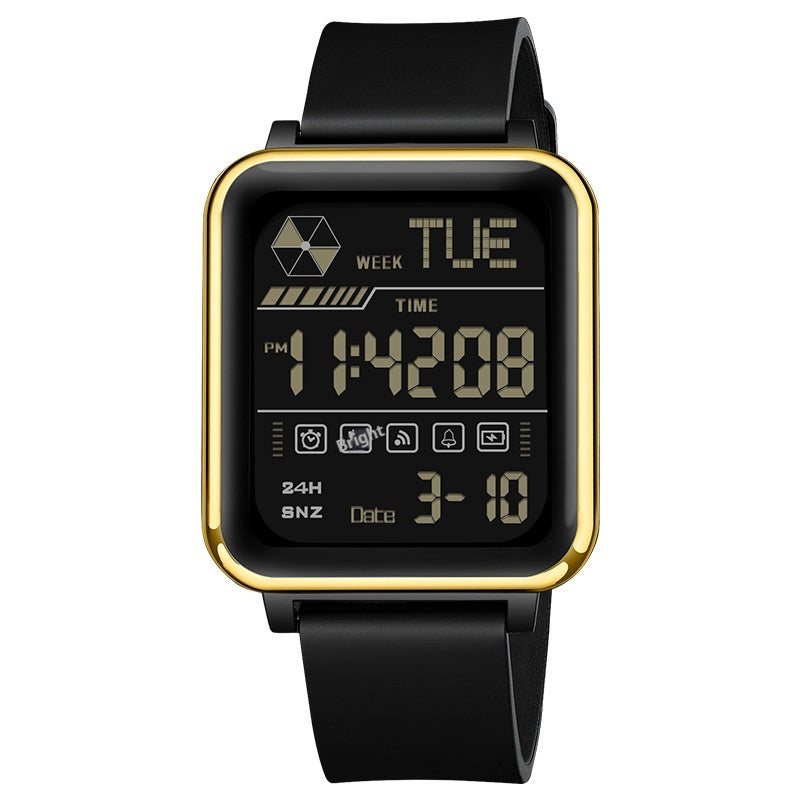 Sanda 6159 Square Stopwatch Multifunctional Waterproof Digital Sports Watch for Men