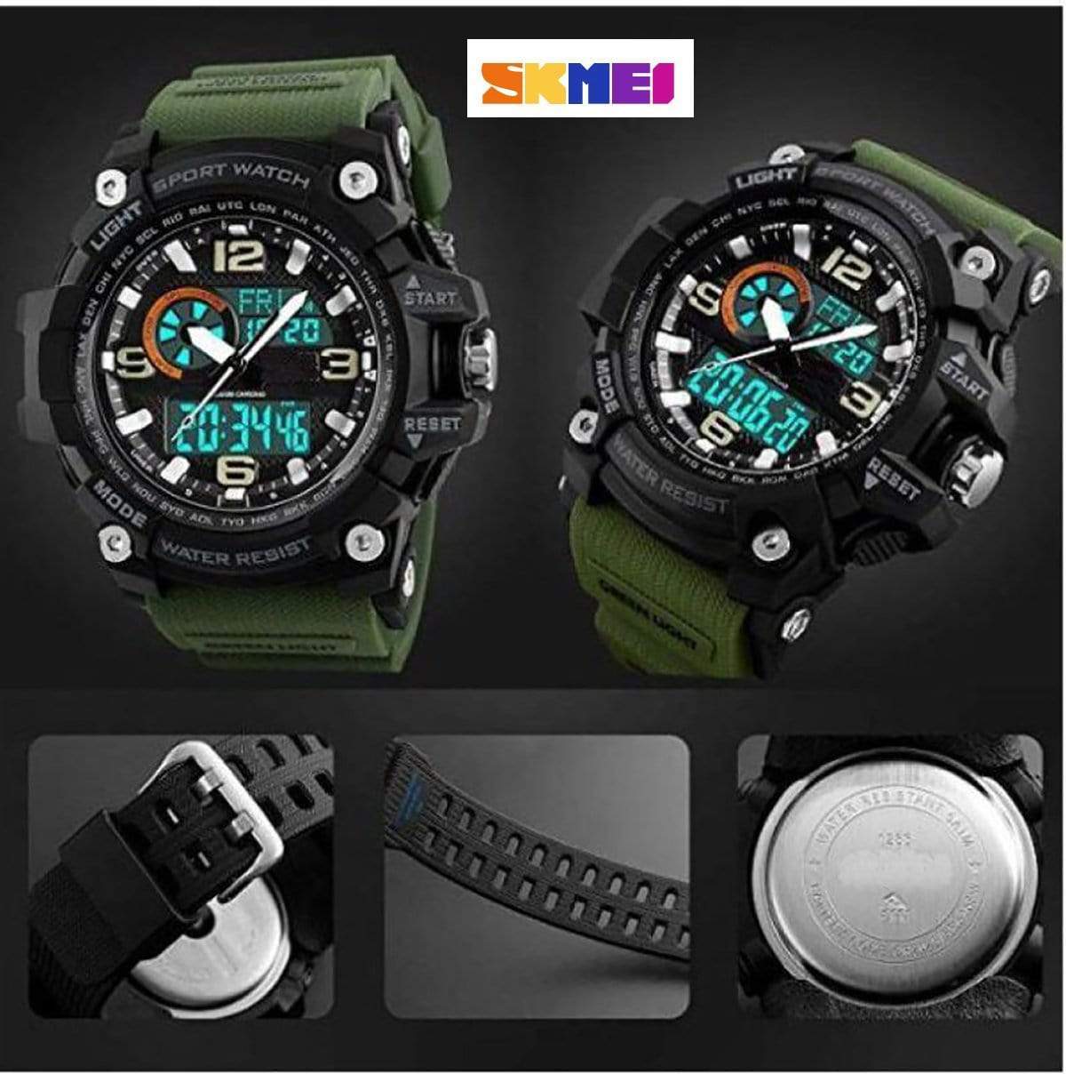 1283 Analog Digital Sports watch for Men Green Skmei
